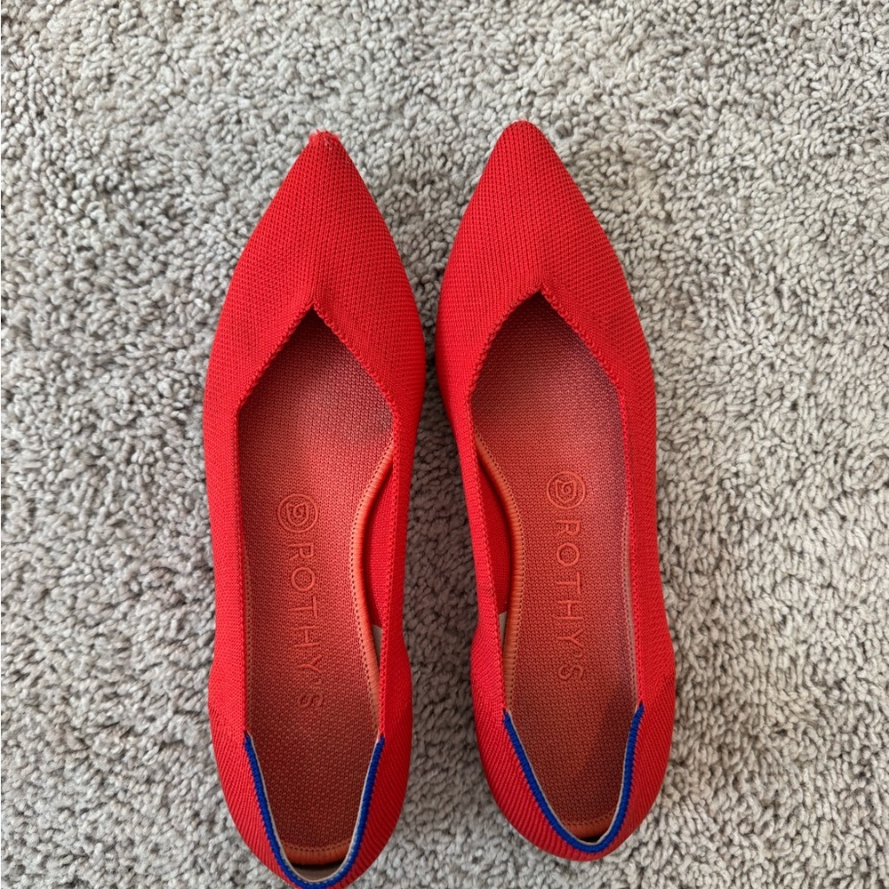 Rothy's Vibrant Red Pointed Flats - Picture 2 of 8